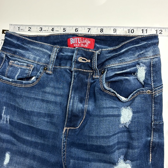 Wax Jeans Butt I Love You Stretch Distressed Cropped Denim Jeans, Sz 0 HEMMED - Picture 9 of 13
